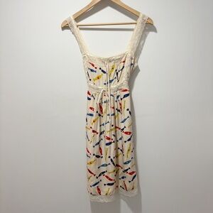 Betsey Johnson Vintage Y2K Candy Print 100% Silk Slip Dress Size 6 Babydoll